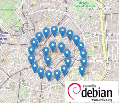A funny disposition of some geolocated servers in Milan, in which a spiral shape is formed